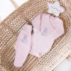 Bodysuit cardigan long sleeve bunny pink