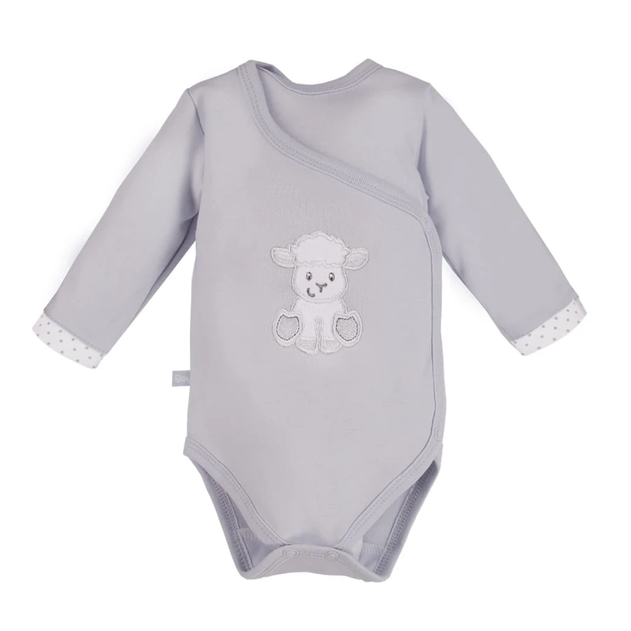 Bodysuit cardigan long sleeve sheep gray