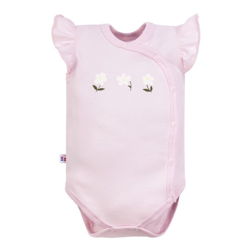 Baby pink envelope bodysuit with straps and flowers