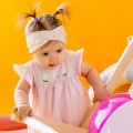 Body tunika dziecięca różowa z kwiatuszkami