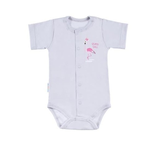 Bodysuit cardigan short sleve FAMILY gray/pink