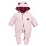 Hooded baby pramsuit light pink