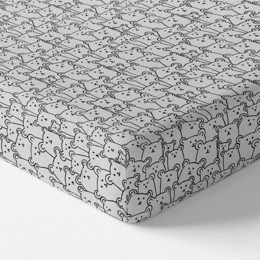 Jersey fitted sheet with bears gray