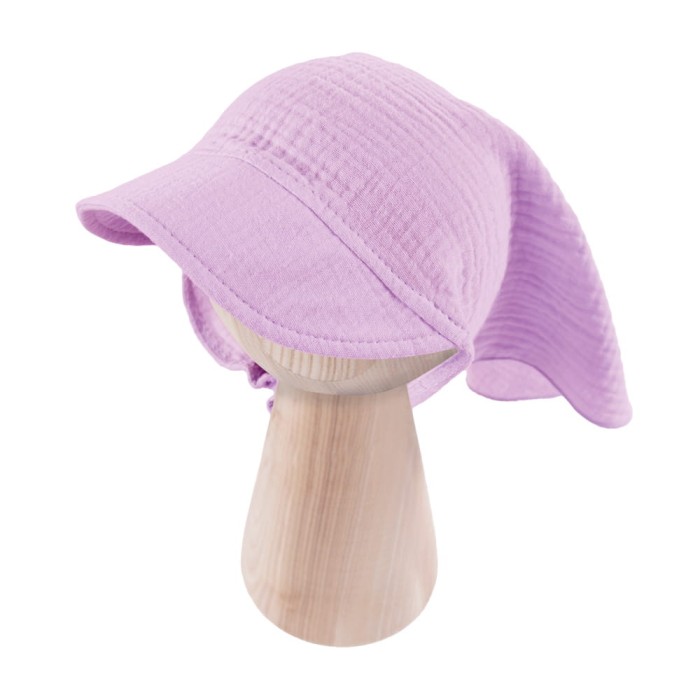 Muslin baby hat purple