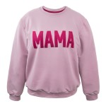 Violet sweatshirt with maroon "MAMA" embroidery