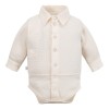 Muslin shirt-style bodysuit with collar and buttons ecru