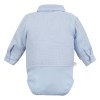 Muslin shirt-style bodysuit with collar and buttons light blue