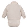 Muslin shirt-style bodysuit with collar and buttons beige
