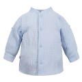 Blue muslin shirt with mandarin collar
