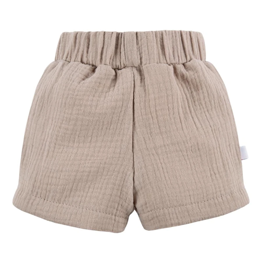 Beige muslin shorts with buttons