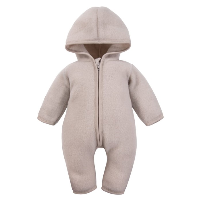 Beige children's overall made of merino wool fleece