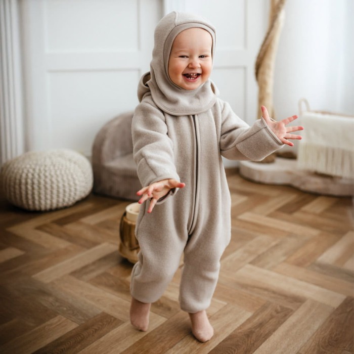 Kombinezon merino dla niemowląt beżowy