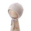 Beige Baby Bonnet with Ties from Merino Wool