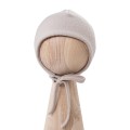 Czapka niemowlęca merino beżowa wiązana