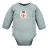 Baby wrap bodysuit sage green with bear