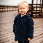 Navy baby jacket made of merino wool fleece