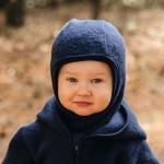 Navy blue children’s balaclava made of fleece with merino wool lining