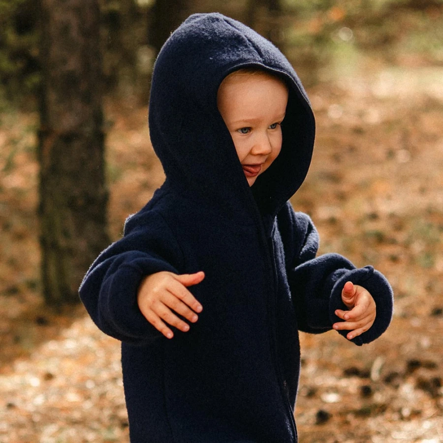 Navy blue children's overall merino wool