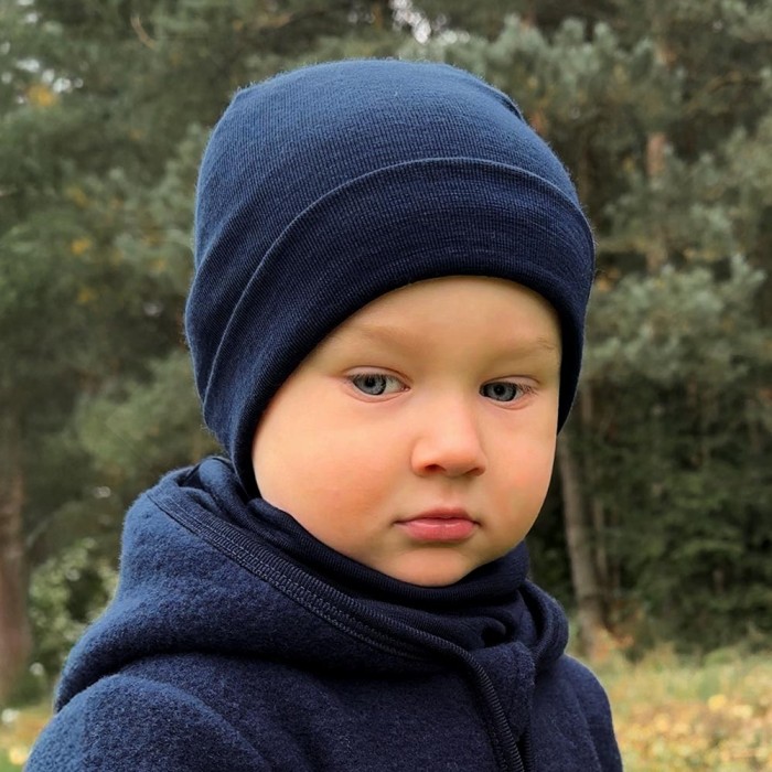 Komin granatowy dziecięcy z wełny merino