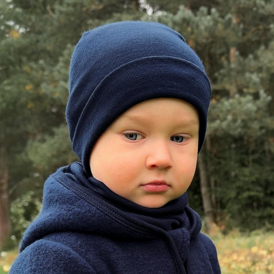 Komin granatowy dziecięcy z wełny merino