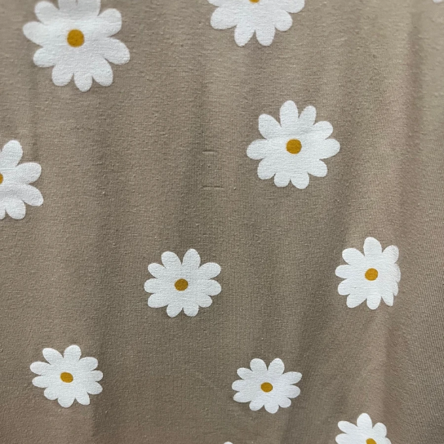 Pregnancy shirt beige with daisies LINDA