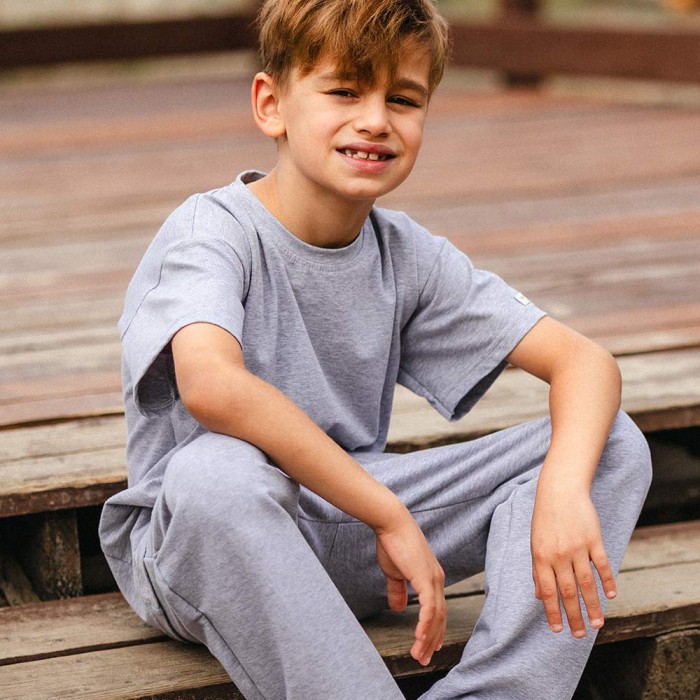 T-shirt dziecięcy szary oversize