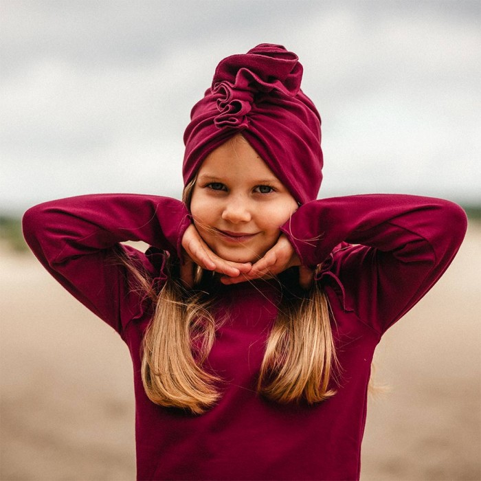 Burgundy Girls' Turban