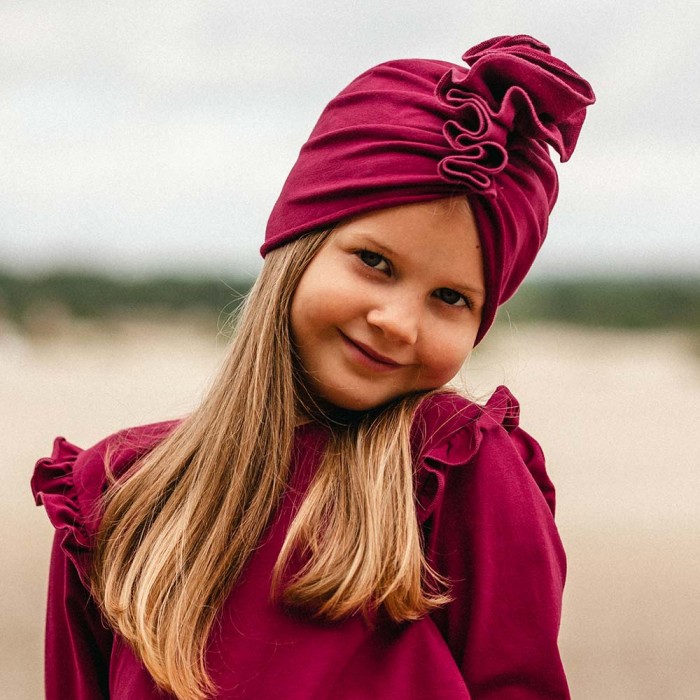 Burgundy Girls' Turban