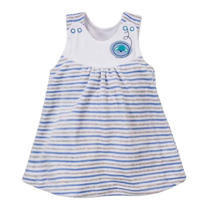 Tunika dziecięca welurowa niebieska w paseczki