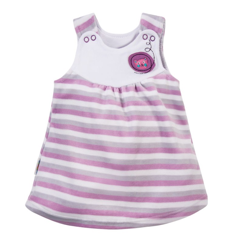 Tunika dziecięca welurowa wrzosowa w paseczki