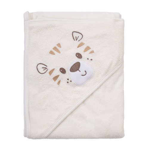 Baby hooded towel ecru with tiger