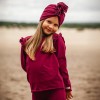 Burgundy cotton blouse with ruffles on shoulders