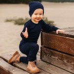 Navy merino wool baby bodysuit