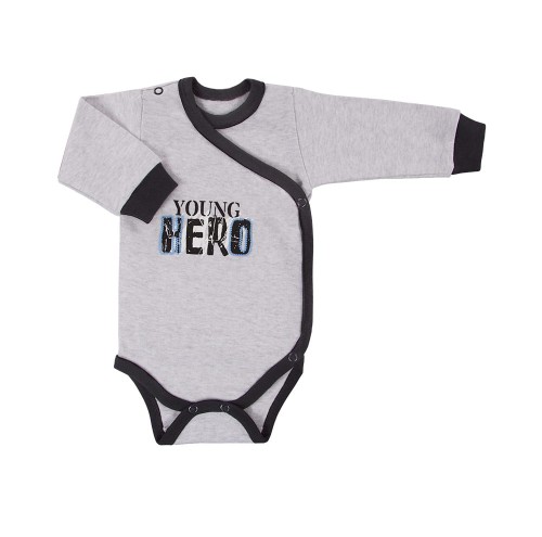 Bodysuit cardigan long sleeve POWER gray