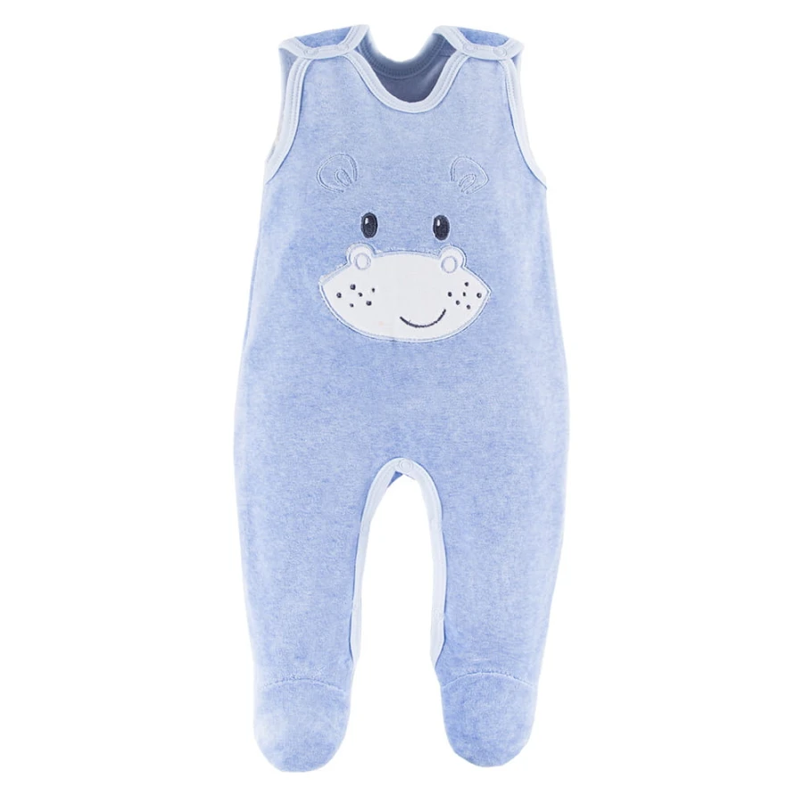 Baby blue set with hippo embroidery
