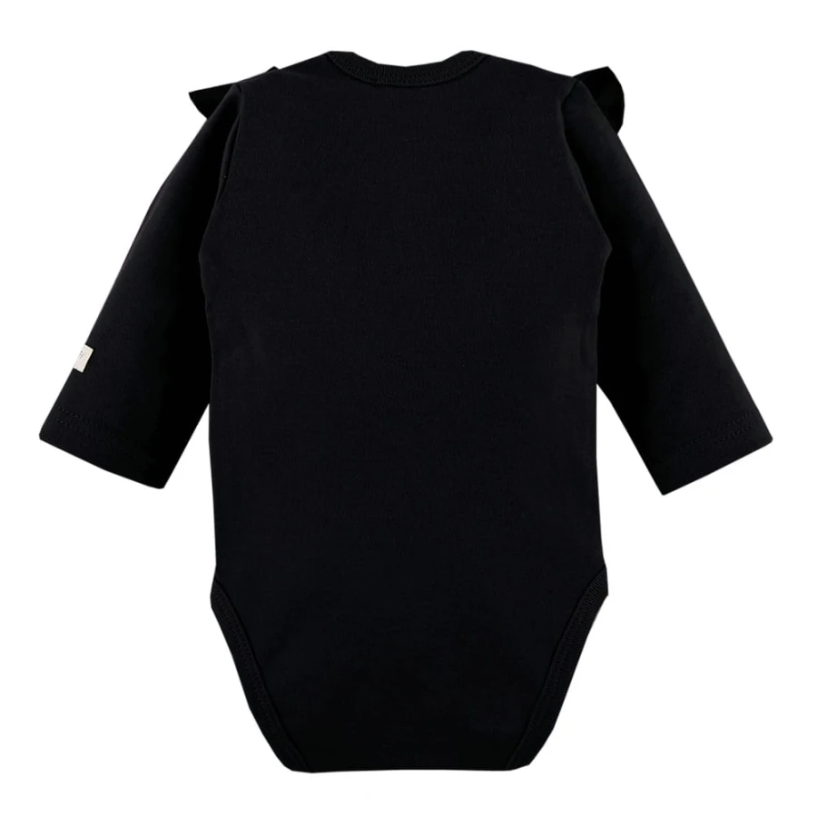 Black bodysuit with ruffles