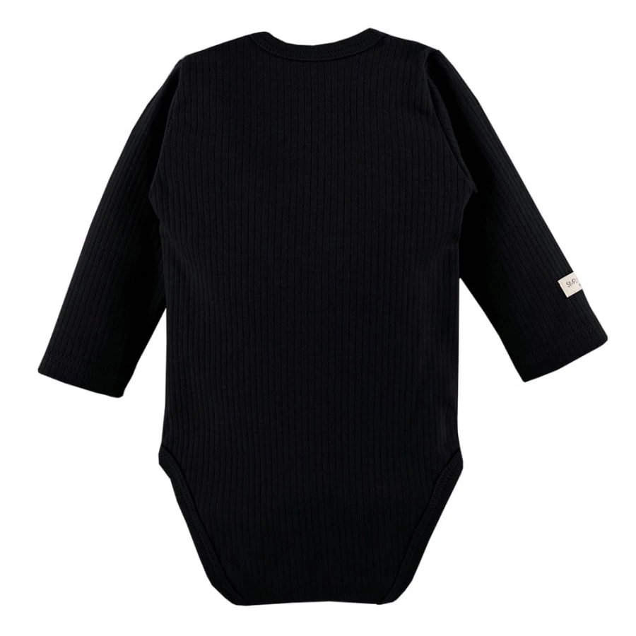 Black Ribbed Snap Baby Bodysuit