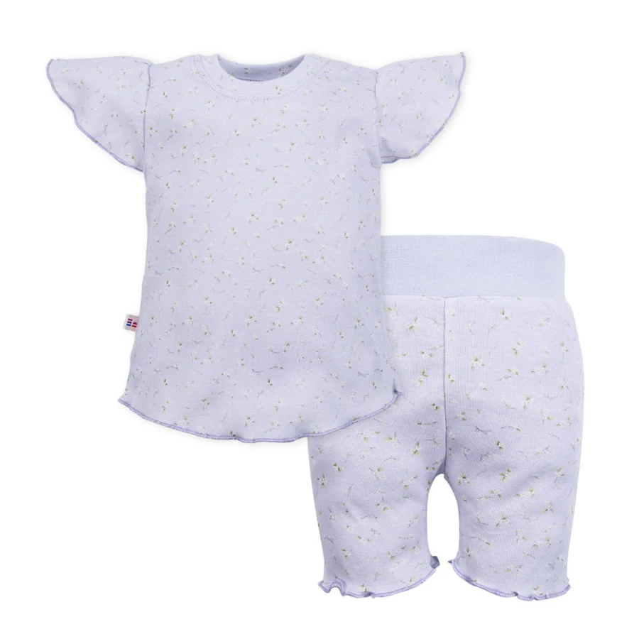 Girls’ summer set purple with flowers