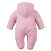 Pink velour baby romper with bunny