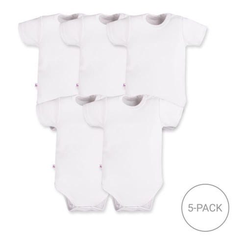 5-pack short sleeve bodysuits white