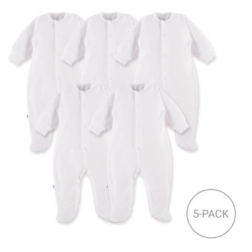 5-pack baby sleepsuits white