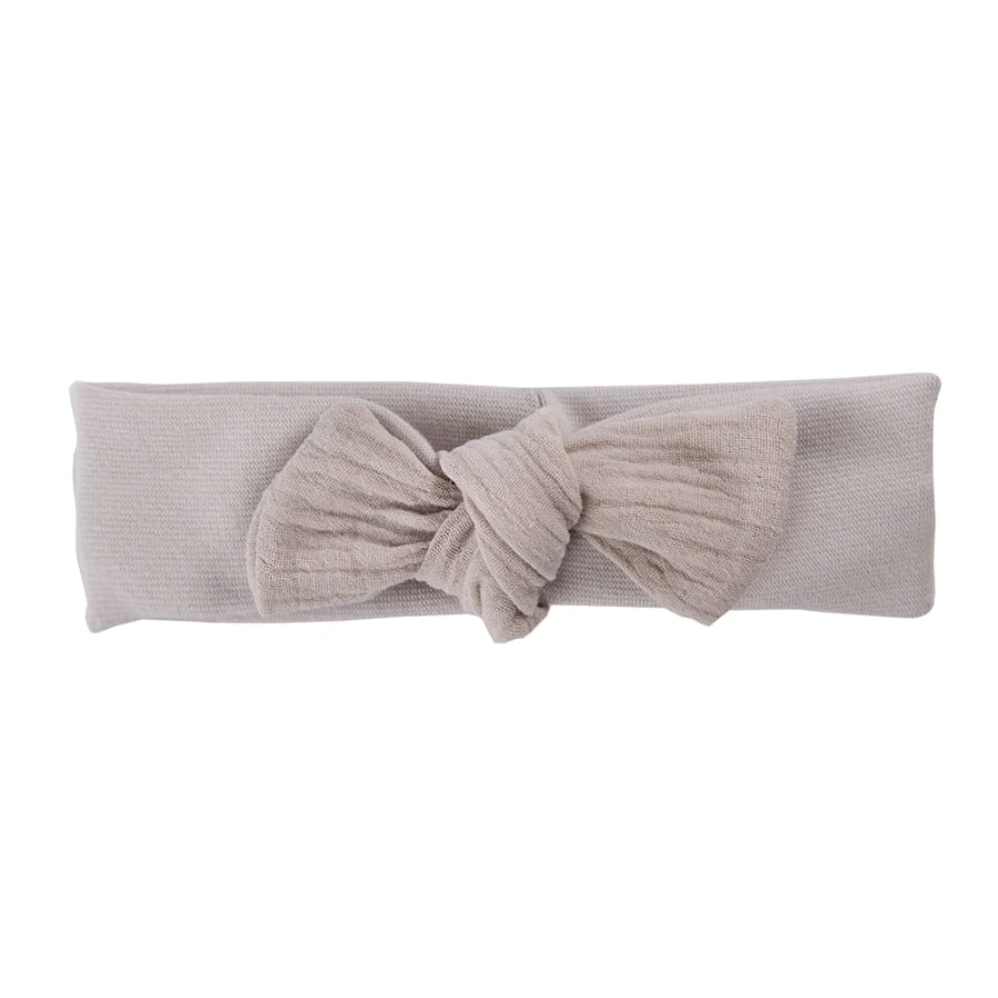 Beige girls’ headband with muslin bow