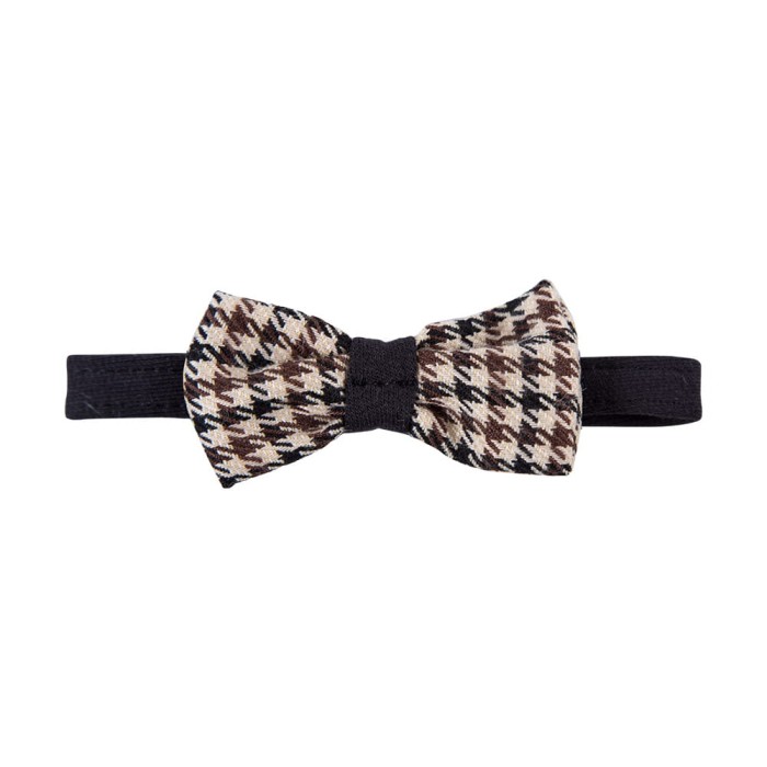 Mucha dziecięca elegancka w pepitkę brązowa