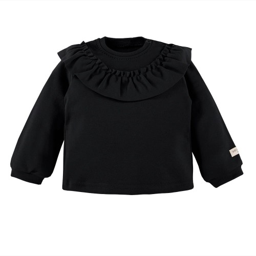 Children's black sweatshirt with ruffle