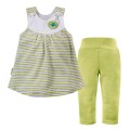 Zestaw dziewczęcy dla niemowląt – welurowa tunika w paski i zielone bawełniane legginsy, komplet dla dziewczynki rozmiar 68–86