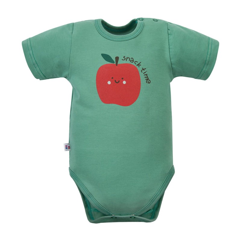 Body niemowlęce z krótkim rękawem zielone z jabłuszkiem