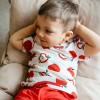 T-shirt dziecięcy ecru w jabłuszka
