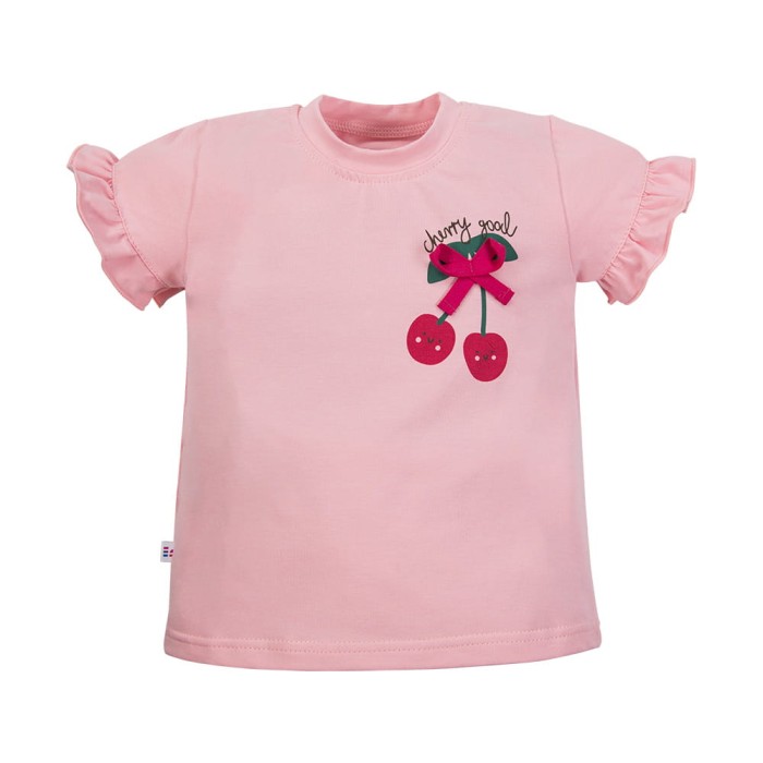T-shirt dla dziewczynki z wisienkami różowy