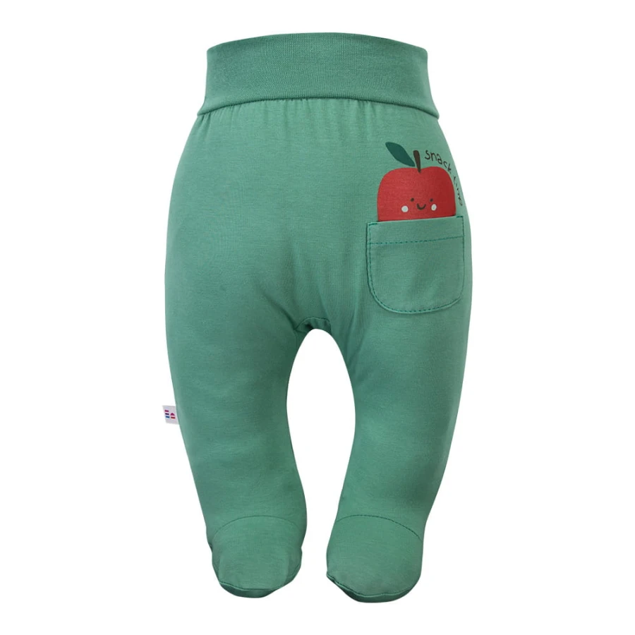 Półśpiochy dla niemowlaka zielone z jabłuszkiem