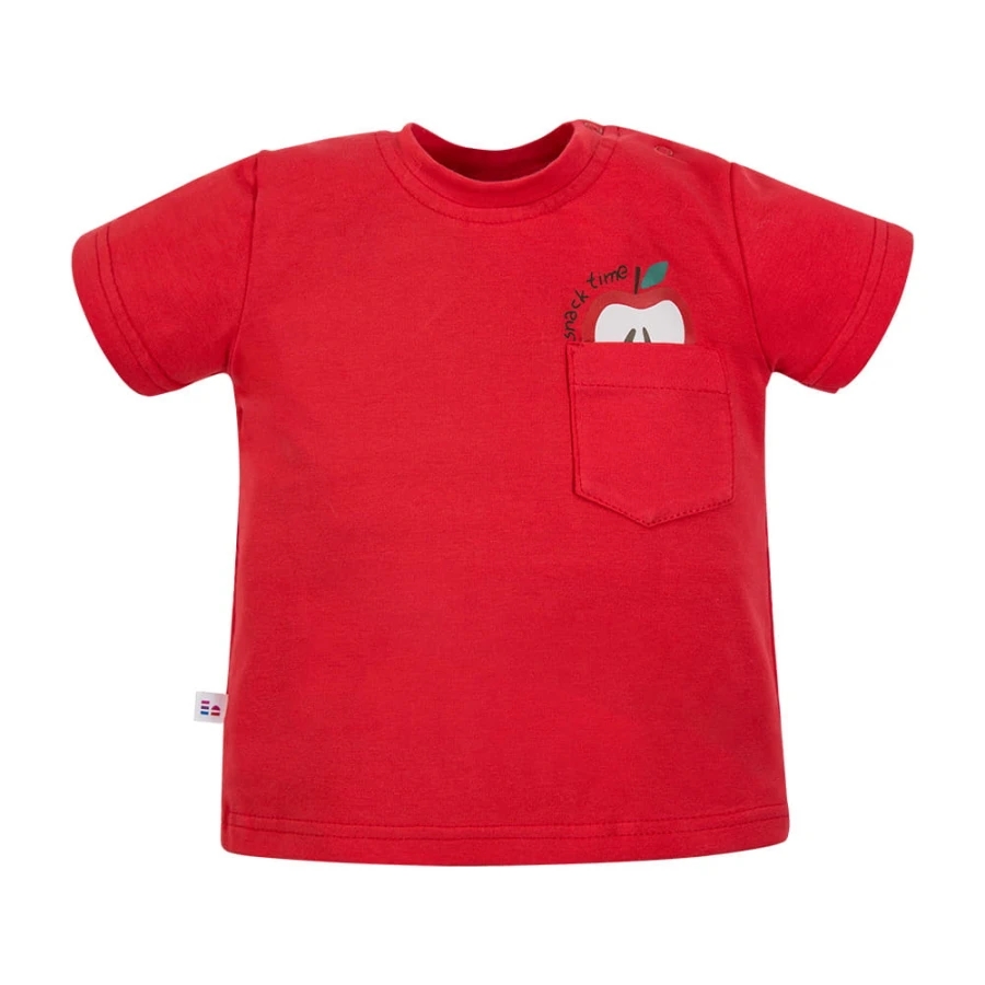 T-shirt chłopięcy czerwony z jabłuszkiem